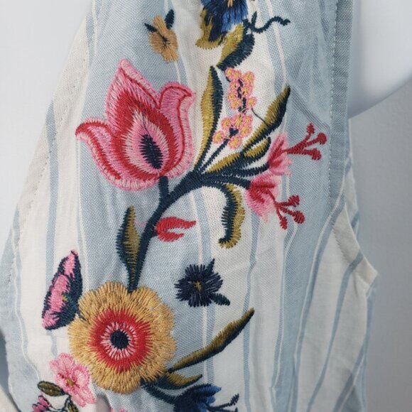 Blu Pepper Woman Short Romper Blue white embroidery Small Summer  S /  A215 - Picture 3 of 8